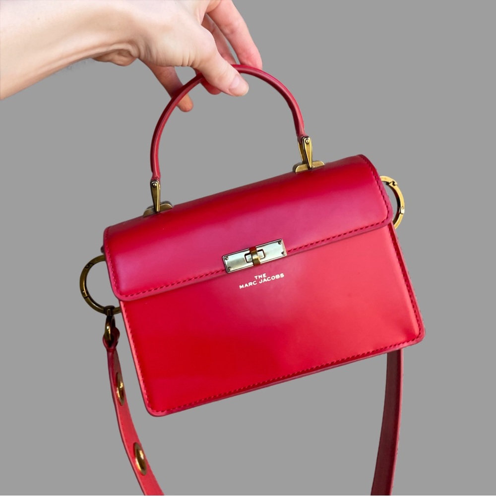 MARC JACOBS Red Smooth Leather Crossbody Flap Satchel Downtown Shoulder Bag - Picture 5 of 17
